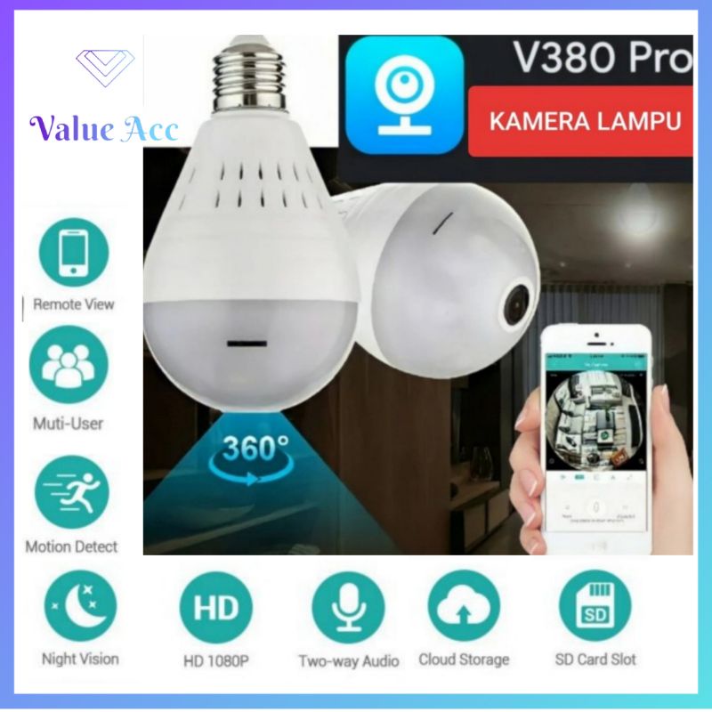 Jual Kamera Wifi Lampu V380 CCTV Bulb Panoramic IP Camera Spy Hidden ...