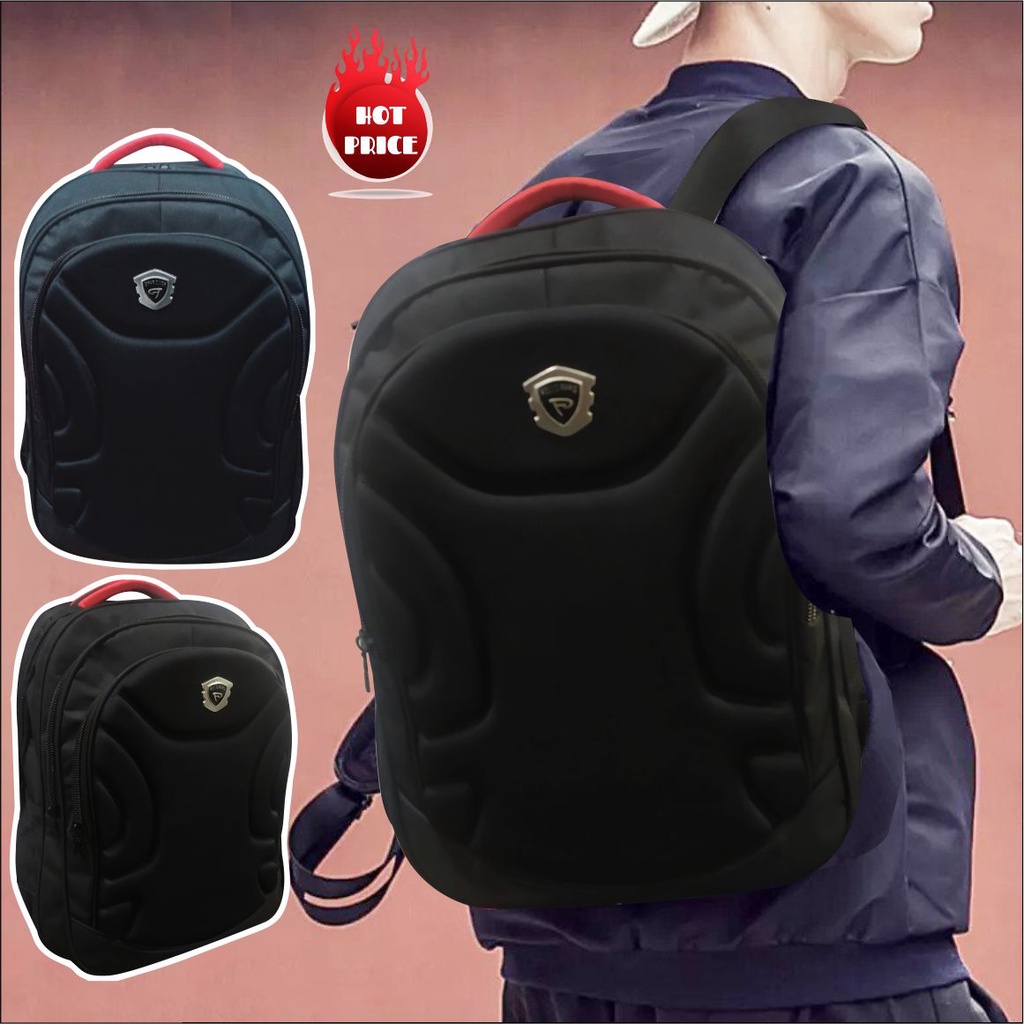 Tas Punggung Ransel Laptop Pria Model Emboss Tas Bagpack Sekolah Unisex - PG 10