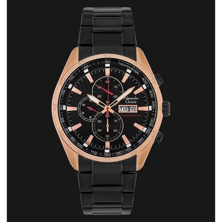 Jam Tangan Alexandre Christie AC 6495 MC BBRBA Pria Black Rosegold