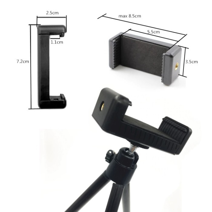 HOLDER U 2x Hole Klip Jepitan HP SMARTPHONE 1/4&quot;  Pasang Tripod Tongsis