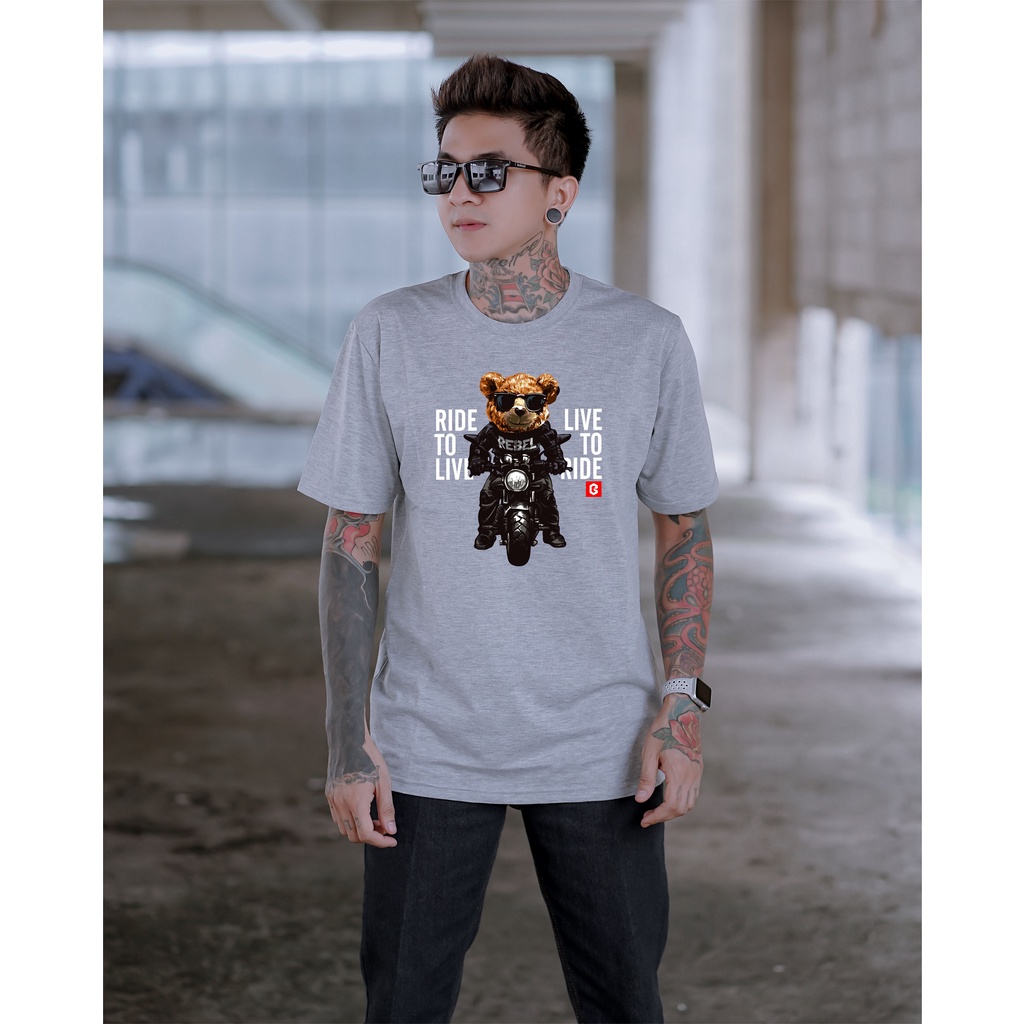 BRIGO Kaos Lengan Pendek Bear Rider II Kaos Distro BRIGO Beruang Rider II Kaos Katun Combed M-XL ( Pria &amp; Wanita )