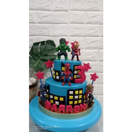 

kue ultah tingkat Avengers/kue ultah LOL/kue ultah jungle/kue ultah animal/kue ultah hello kitty