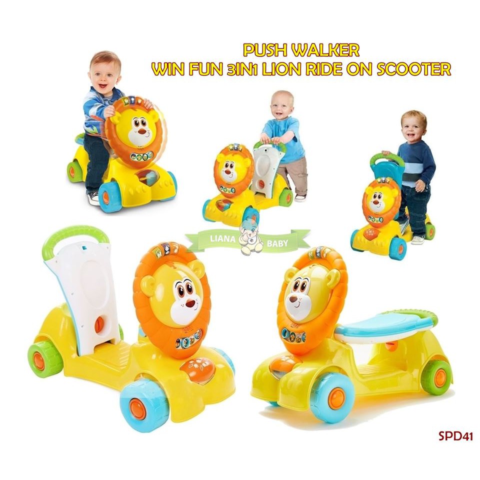 SPD41 PUSH WALKER WIN FUN 3IN1 LION RIDE ON SCOOTER BELAJAR JALAN