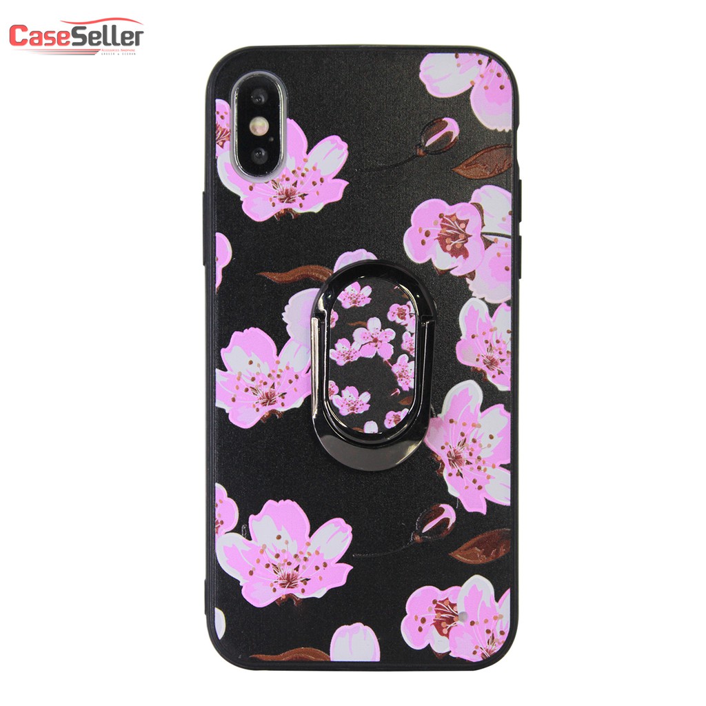 CaseSeller - XIAOMI Redmi 4X / Note 5 Pro / Mi5X  TPU Bunga + Ring Holder Hard Case