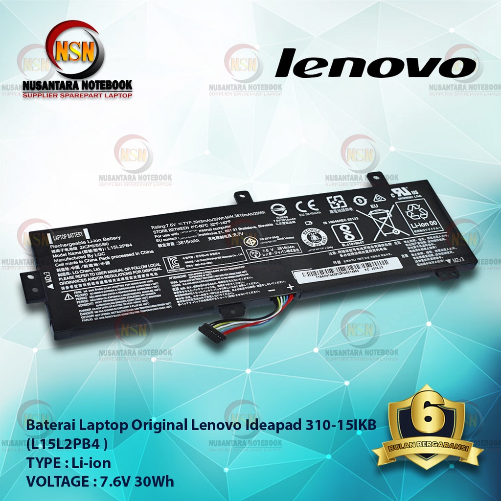 Baterai Original Laptop Lenovo Ideapad 310-15IKB/L15L2PB4