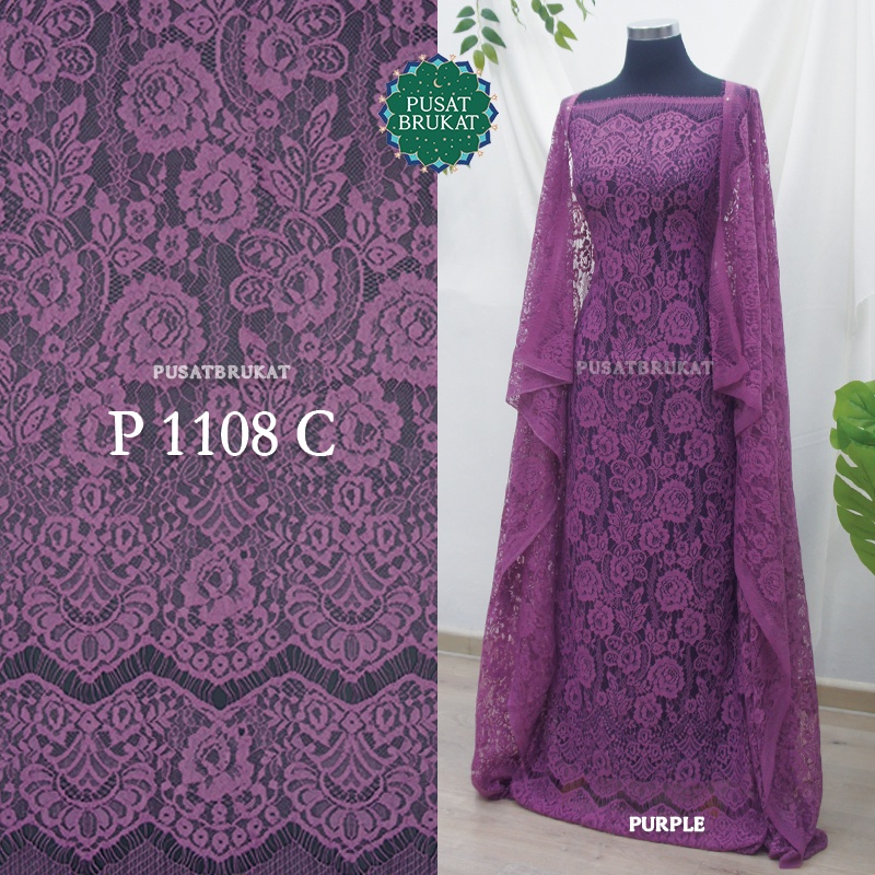 P250CM X L140CM KAIN BROKAT PANEL TIRTA SARI / BRUKAT SEMI ITALY PRANCIS KATUN  [harga per piece/potong]