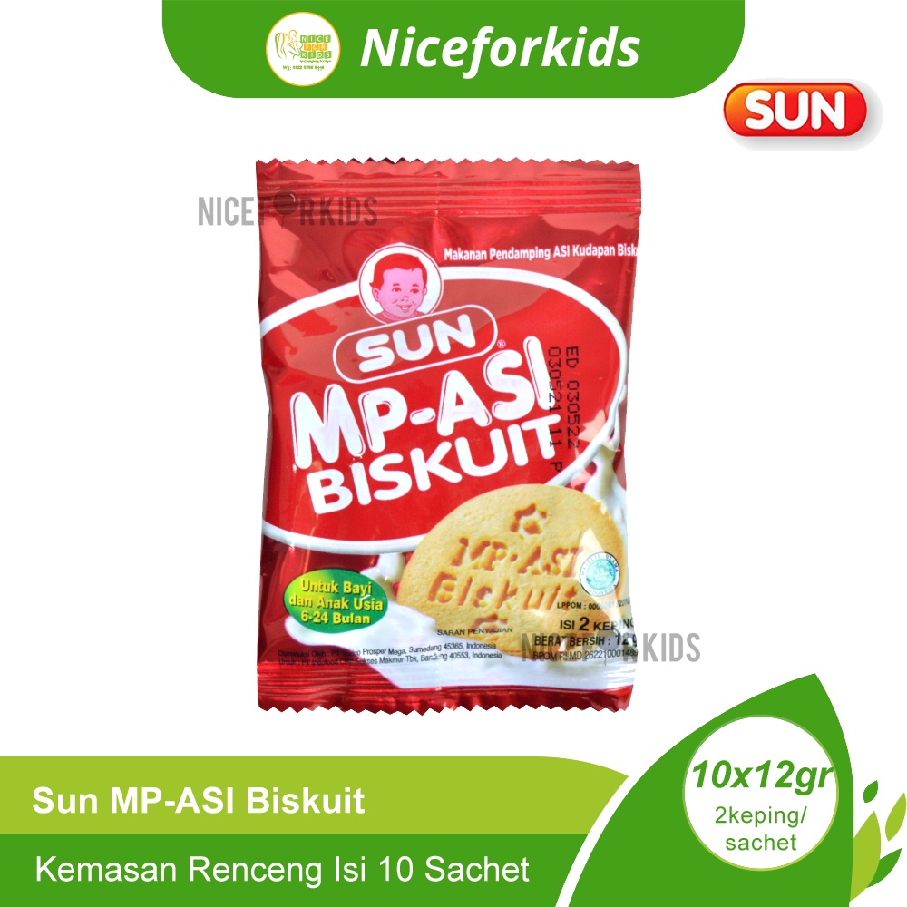 Sun MP-ASI Biskuit 12gr Usia 6-24 Bulan Renceng Isi 10 Sachet / Sun BIskuit Bayi