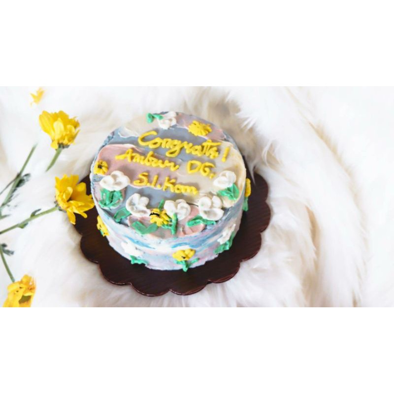 

mini Korean letter cake with flowers lunch box cake custom cake