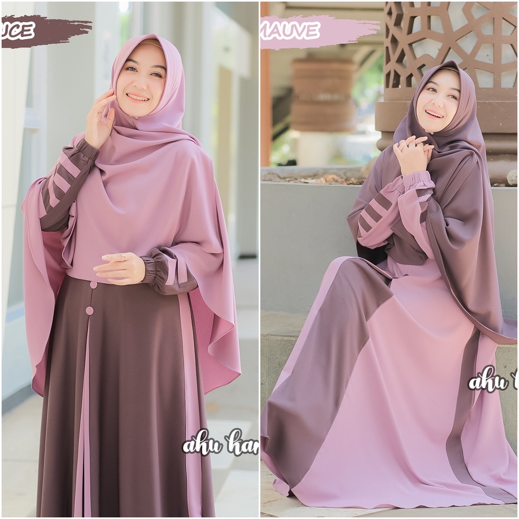 Ghifa Syari ORI Aku Karissa /Gamis Syari Set Khimar / Gamis Aku Karissa Ori / Gamis Terbaru Aku Karissa/untuk warna chat