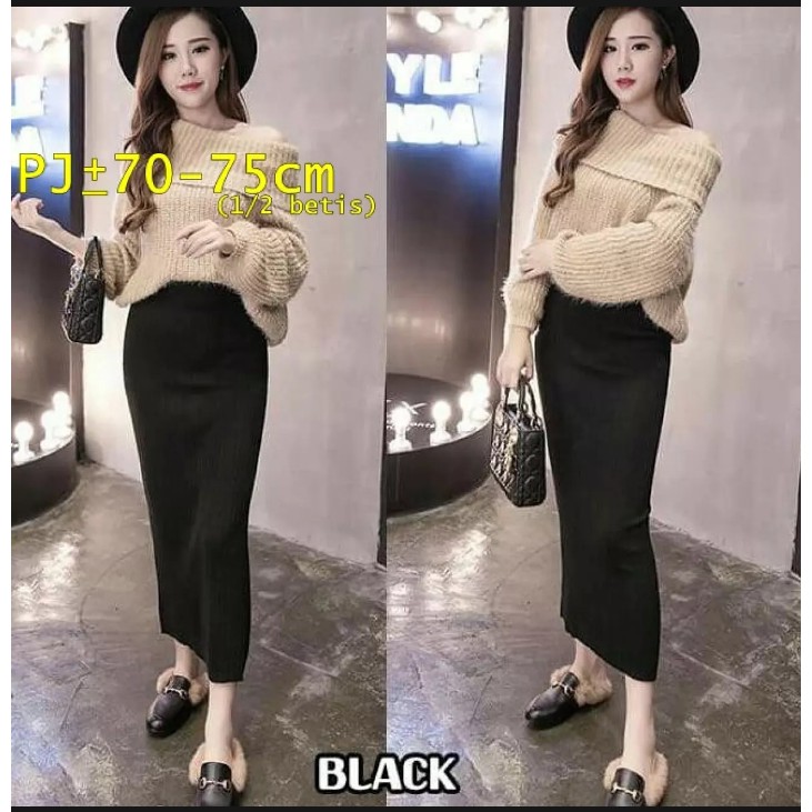 rajut premium, rok span rajut, rok span rajut, rok knit rajut premium