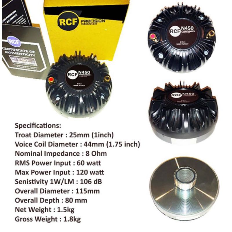 Tweeter RCF N450 1 inch Drat N 450 Driver Twiter Terbaik Professional