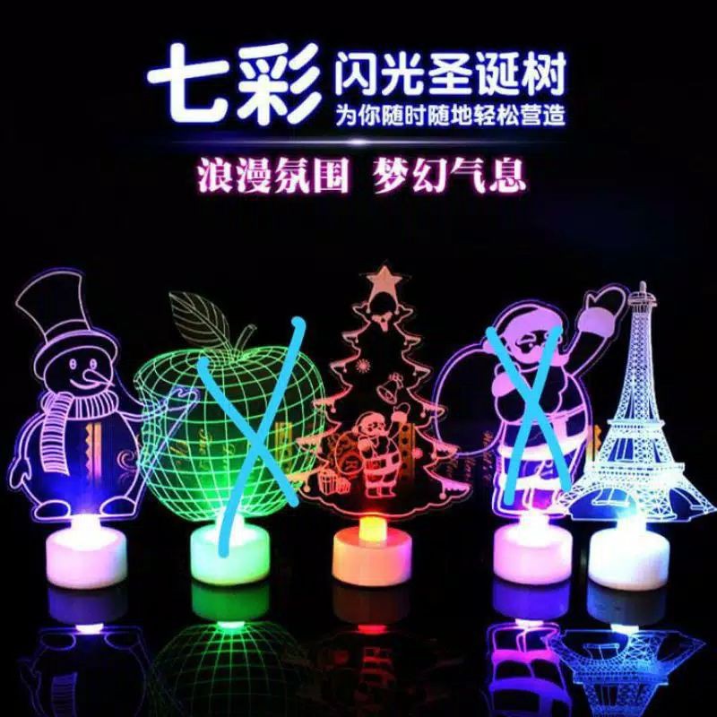 Family games 3d night light pajangan lampu tidur hiasan meja natal santa clause