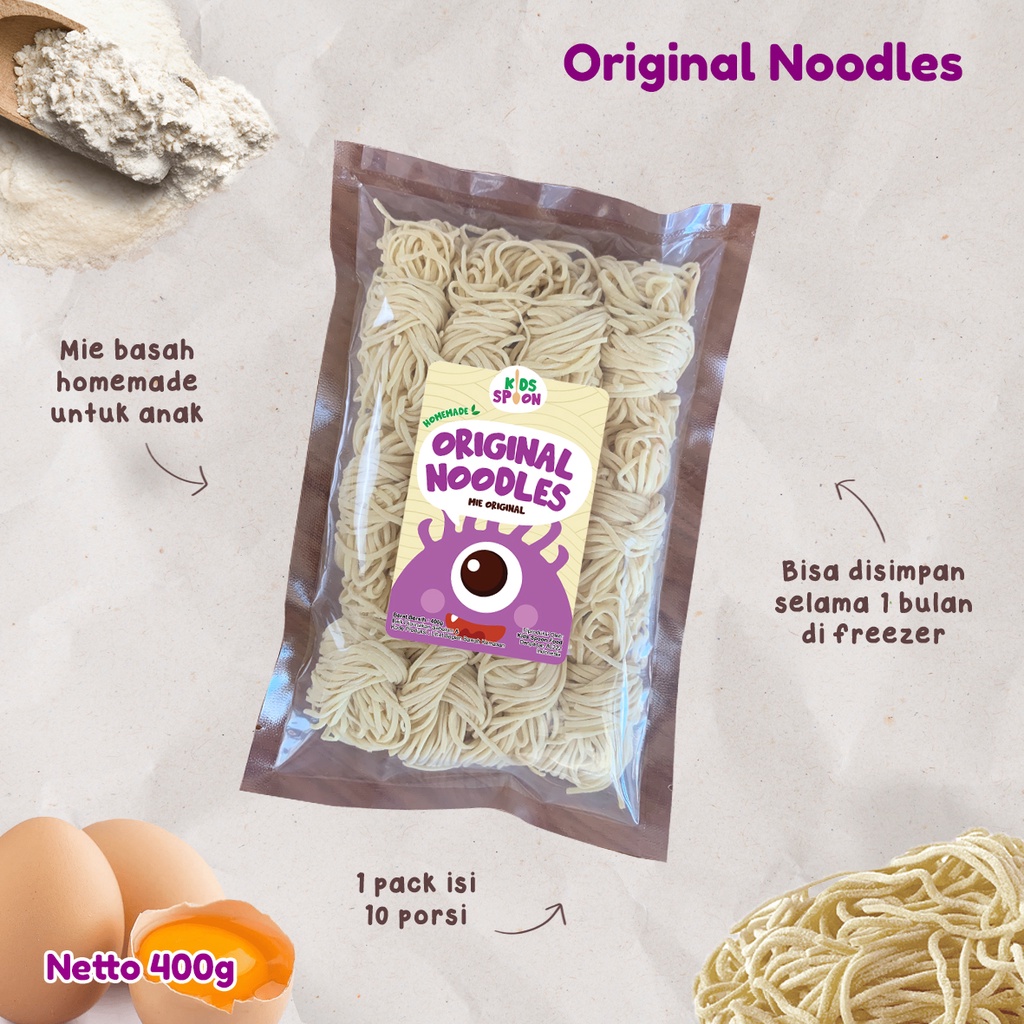

Kids Spoon Original Noodle 400g/ Mie Basah Homemade Varian Original Tanpa Pengawet