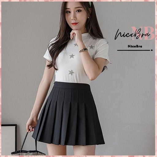 Nicebra Rok Pendek Wanita Mini Skirt Korea Tennis Skirt With Inner 4051