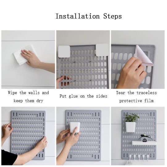 YHOME Rak Dinding Tempel Minimalis Organizer/Rak Dinding Kombinasi Organiser/Rak Gantung Peralatan Dapur Tanpa Paku/Wall Shelf Board Household Kitchen Storage/Rak Stationery Tempel Y098-5