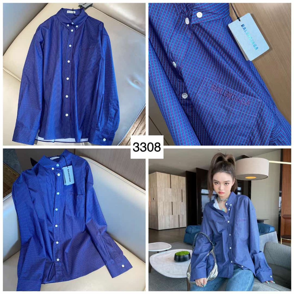 KEMEJA WANITA BALENCIAGA - BLUE