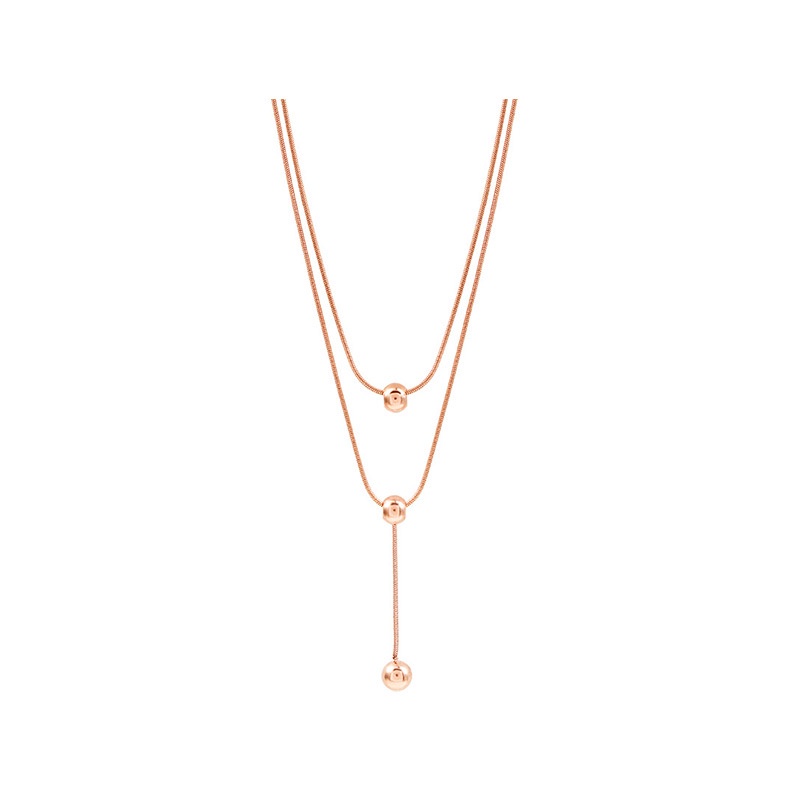 Kalung Korea retro double layer titanium steel rose gold