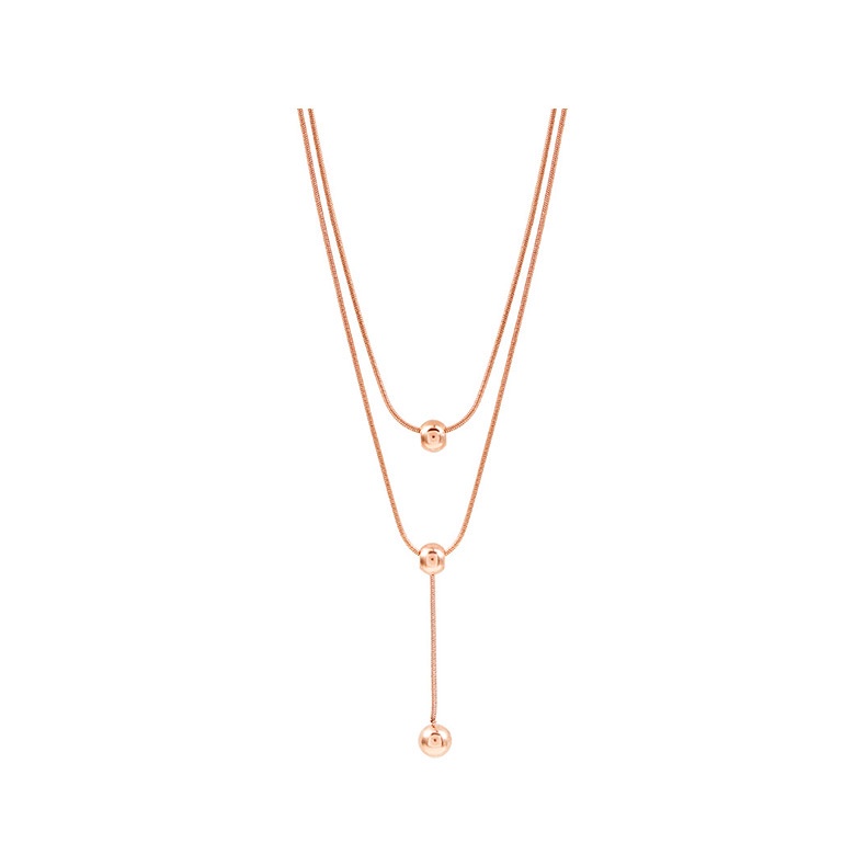 Kalung Korea retro double layer titanium steel rose gold