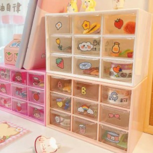 Kiandaa Or0003 Mini 9 Squares Drawers Dekstop Laci Mini 9 Kotak Storage Box Stationery Organizer