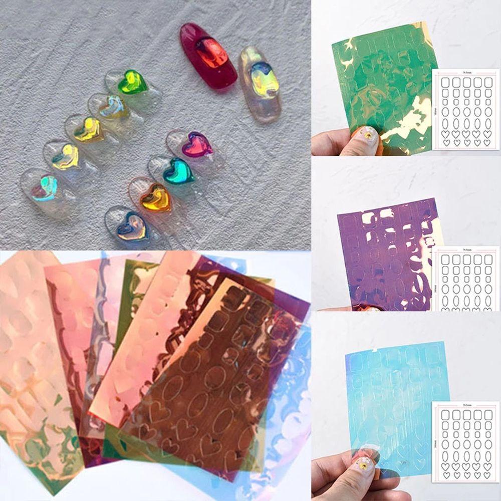 AUGUSTINA Agustina Aurora Kuku Foil Hati Wanita Nail Art Decals Manicure Nail Art Dekorasi Hologram Film 3D Cellophane Kertas