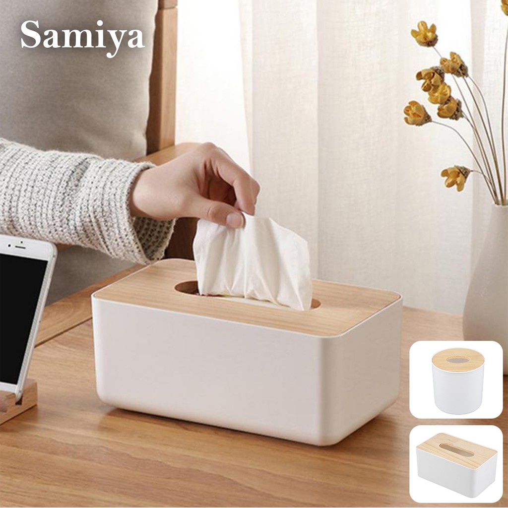 tissue box wooden cover toilet paper box solid wood / kotak box tissue kayu serbaguna