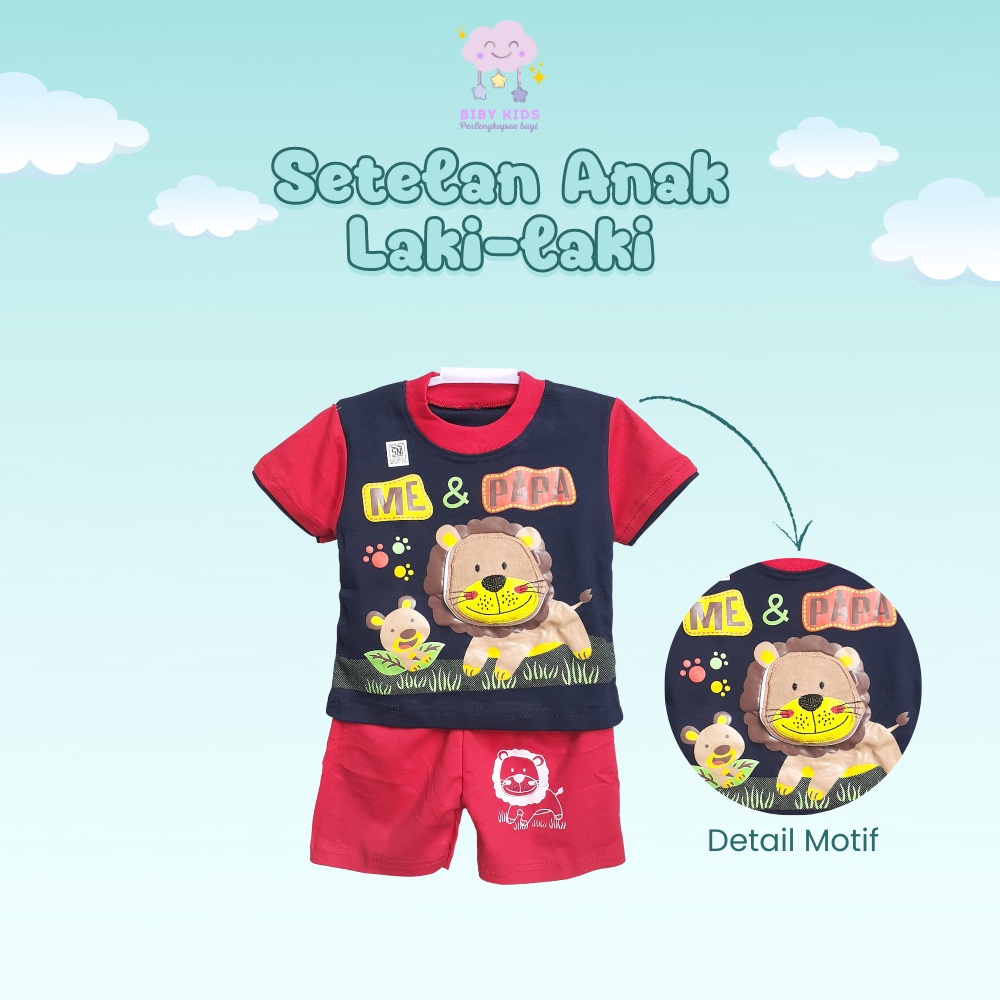 Setelan Bayi Laki Laki One Set Anak 1 Tahun Setelan Kaos Motif Animal Baju Stelan Cowok Murah Pakaian