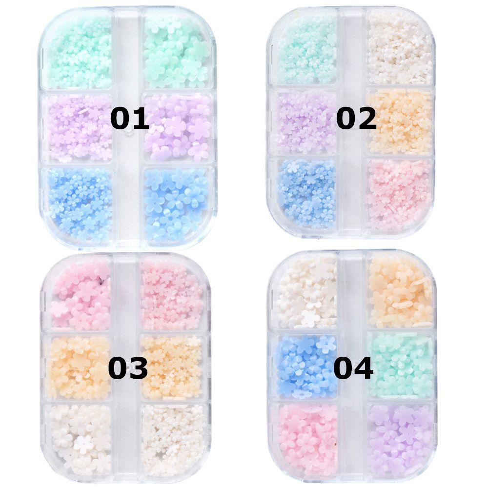 Preva Serpihan Bunga 3D Warna Putih Biru Untuk Dekorasi Nail Art