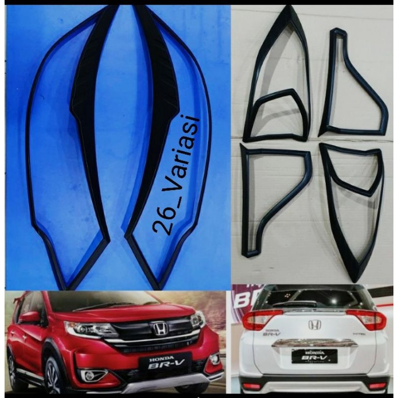 BRV Paket Garnis List Cover Lampu Depan Belakang Hitam Doff