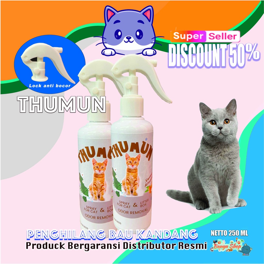 PENGHILANG BAU KANDANG THUMUN 250 ML-PENGHILANG BAU TAK SEDAP-PEWANGI PASIR KUCING,ANTI VIRUS, ANTI JAMUR, ANTI BAKTERI