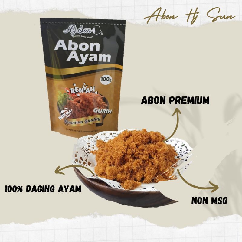 

Abon Ayam Super Premium 100 % daging ayam pilihan ( abon hj sun)
