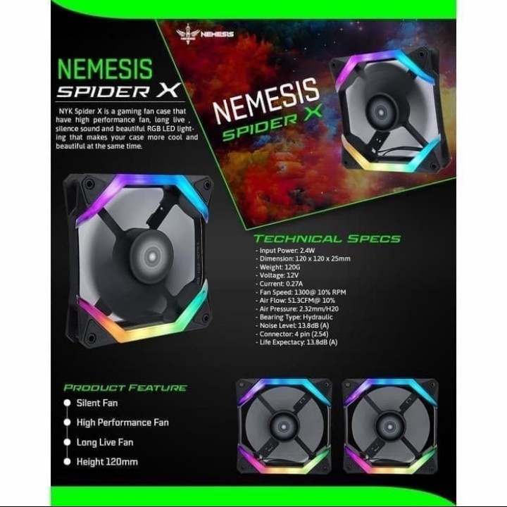 Fan Casing NYK Nemesis Spider X Shape LED RGB IIIumination / Fan casing spider x