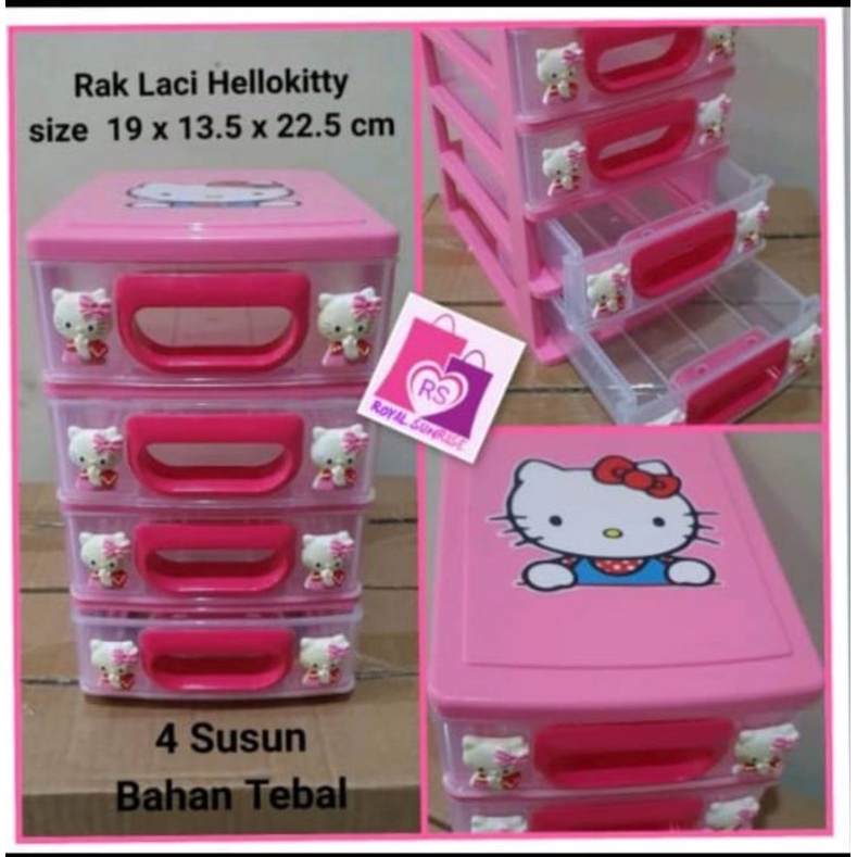 Rak Laci susun 4 Hello kitty Pink Tebal