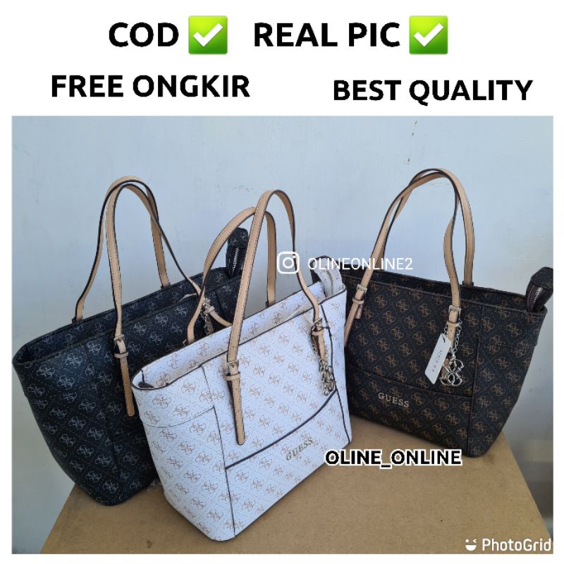 (WODB) Flash sale Tas gs delaney large big size logo brown delan