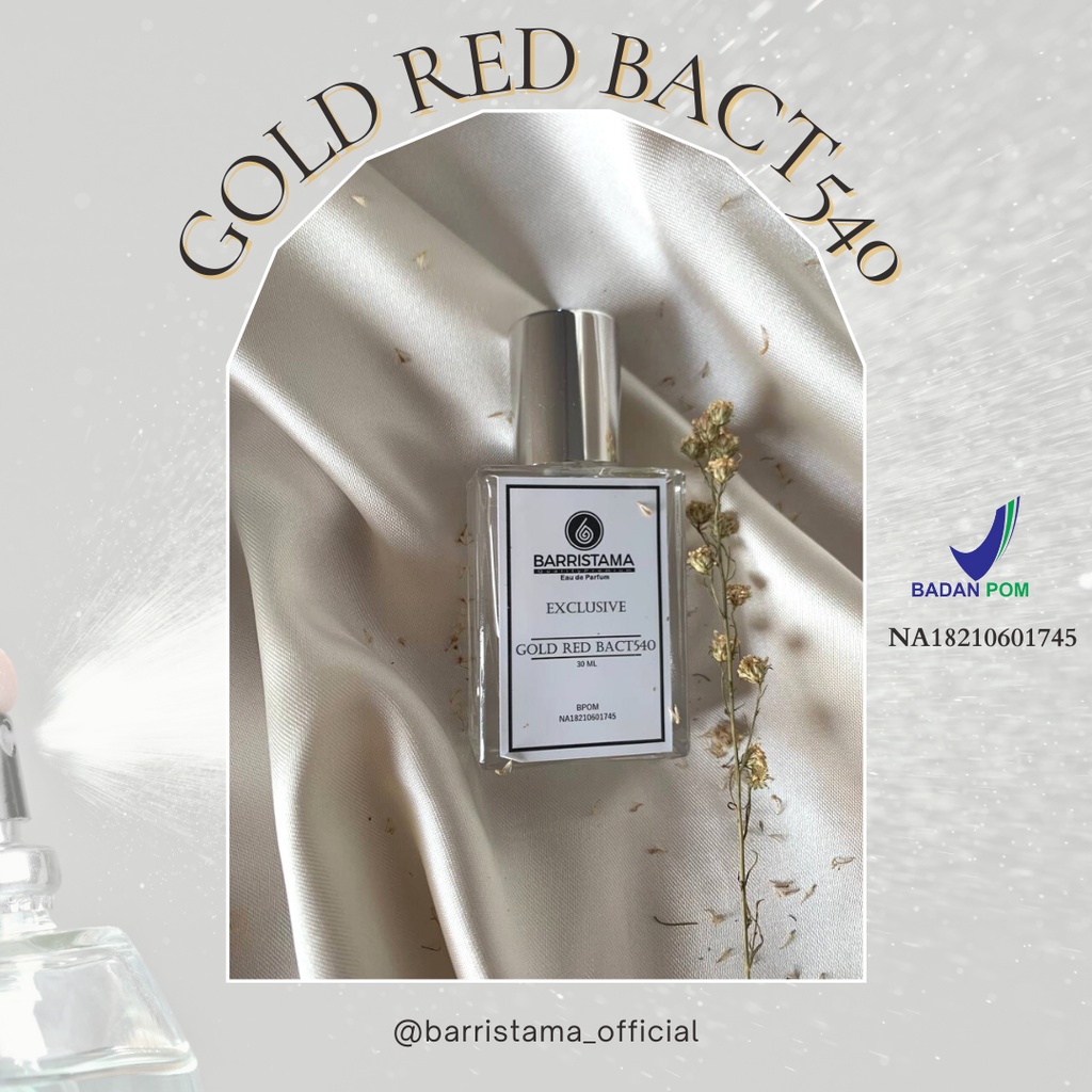 BARRISTAMA Gold Red Bact540 Parfume - Inspired by Red Baccarat - BPOM