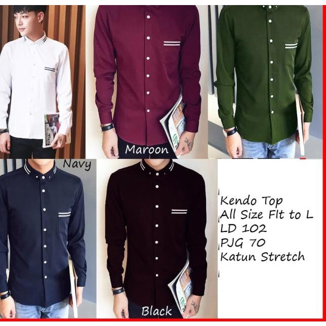 ✩ KENDO TOP KEMEJA PRIA LENGAN PANJANG SLIMFIT GROSIR KEMEJA KANTOR - Navy, XS ▼