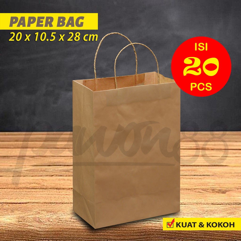 

Paper Bag Polos - Paper Bag | 20x10,5x28 cm - Coklat - (20 Pcs)