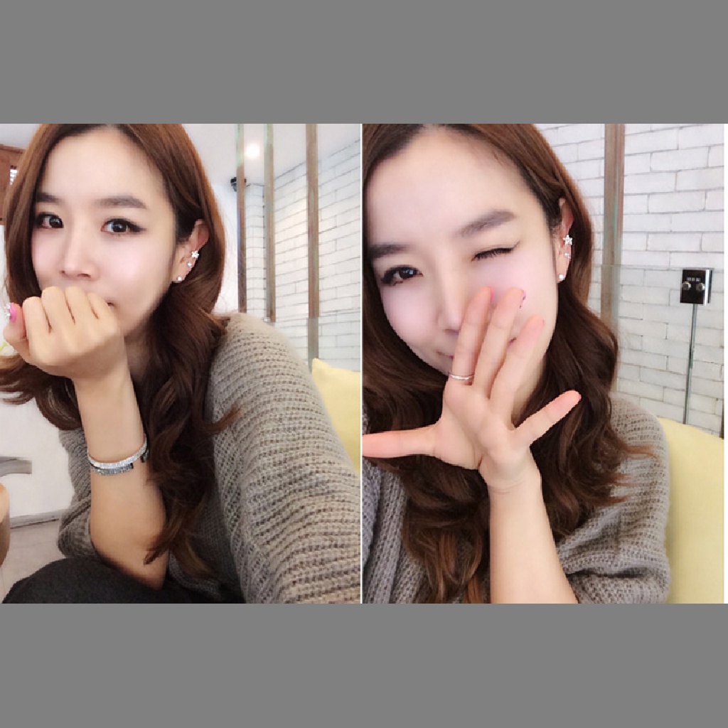 Infiniteforce.id Anting Klip Jepit Wanita Desain Pentagram Hias Kristal Berkilau