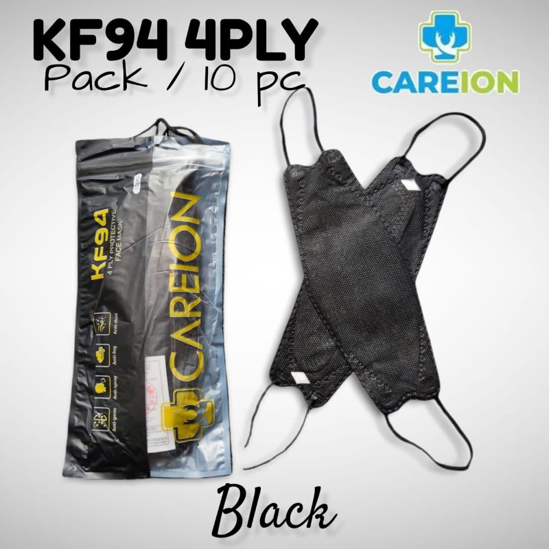 READY MASKER KF KF94 CAREION CARE ION BLACK HITAM ISI 10 LBR PER PACK