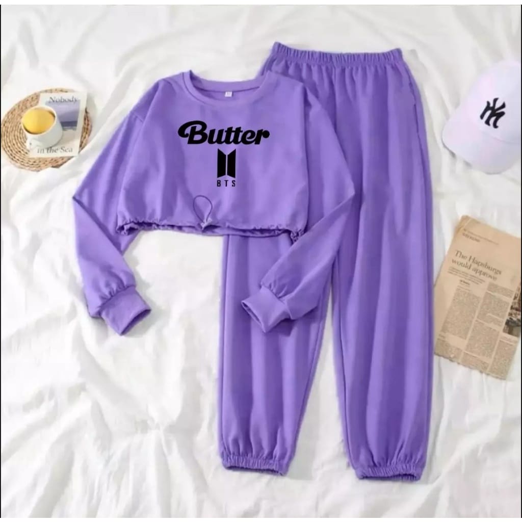 SETELAN BUTTER X BTS BAHAN BABYTERRY TEBAL GOOD QUALITY