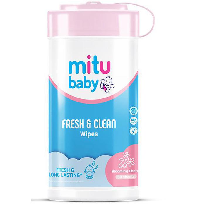 NEW ARRIVAL MITU BABY WIPES FRESH &amp; CLEAN BOTTLE BOTOL REFILL ISI 60S 60 LEMBAR