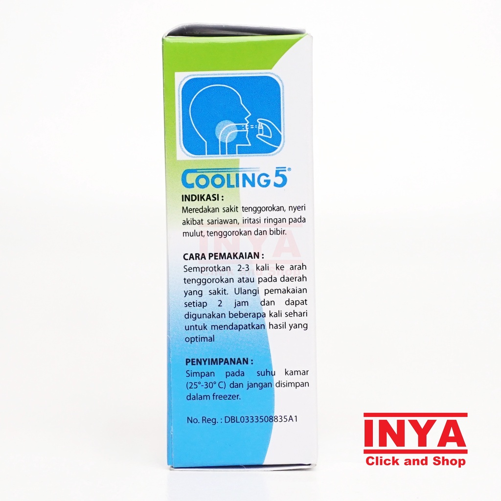 COOLING 5 COOL MINT ANTISEPTIC MOUTH &amp; THROAT SPRAY 15ml - Obat Mulut &amp; Tenggorokan