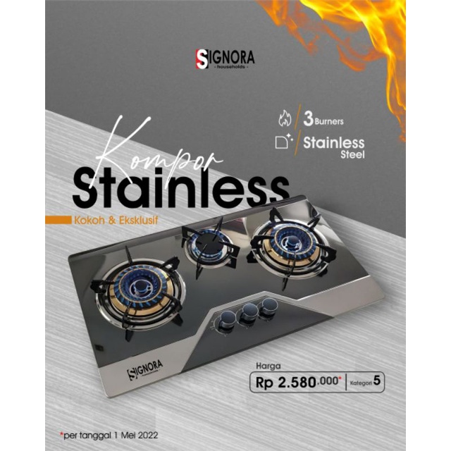 Kompor tanam Signora/New Kompor Stainless Signora