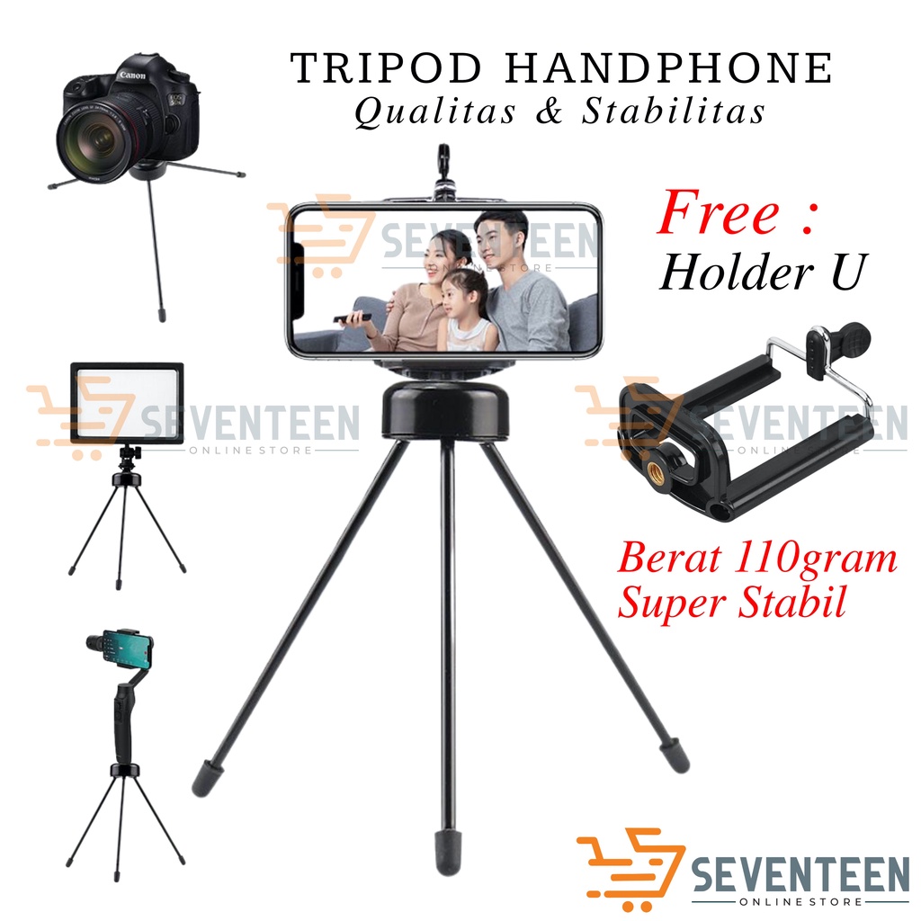 SEVENTEEN TRIPOD MINI BESI HANDPHONE TRIPOD STAND CAMERA PORTABLE UNIVERSAL HP DSLR TONGSIS STAND VLOG TIKTOK