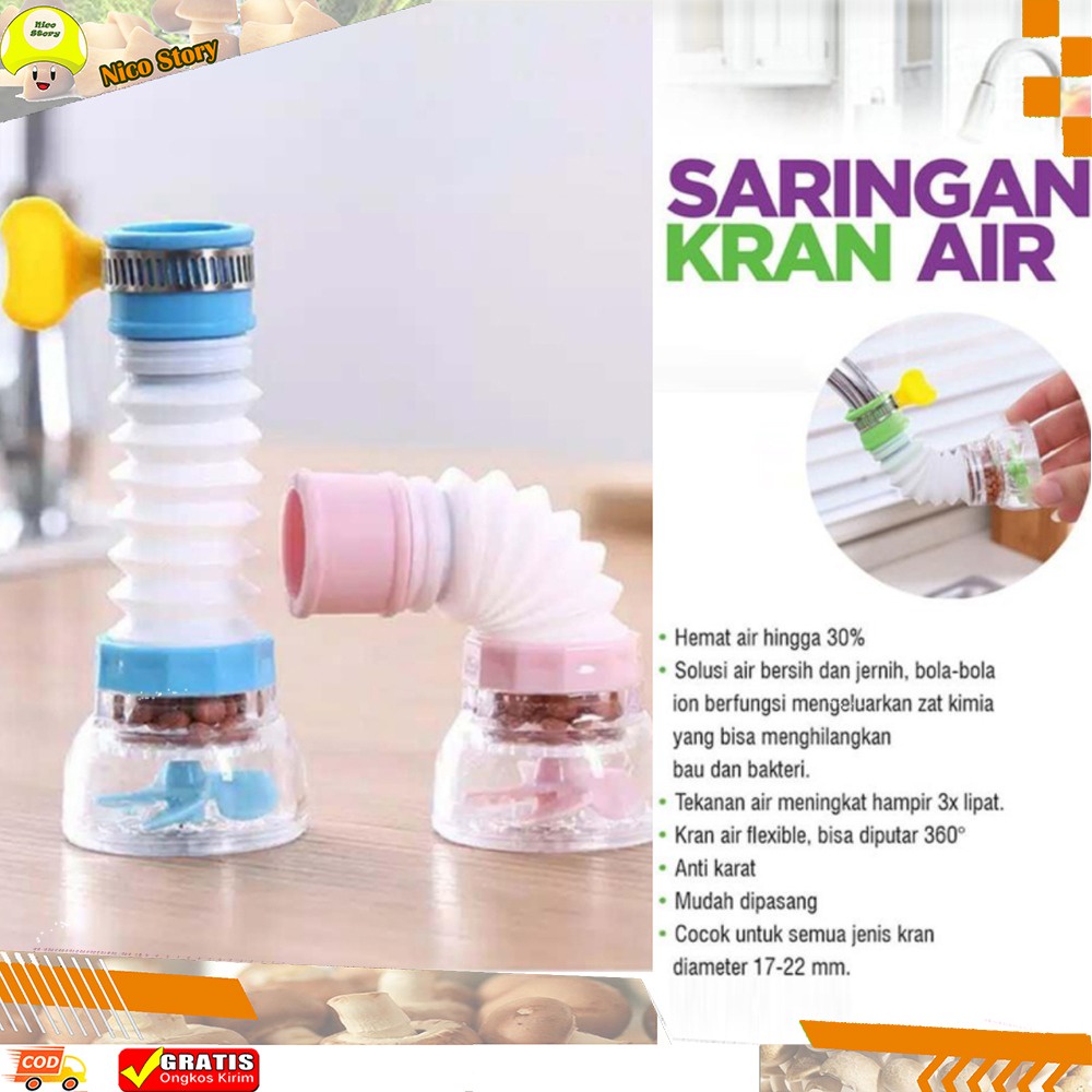 (NCS) 40gr Sambungan Kran Keran Air Flexible Faucet Baling Kicir Filter Saringan Air Aerator Putar 360 plus KLEM