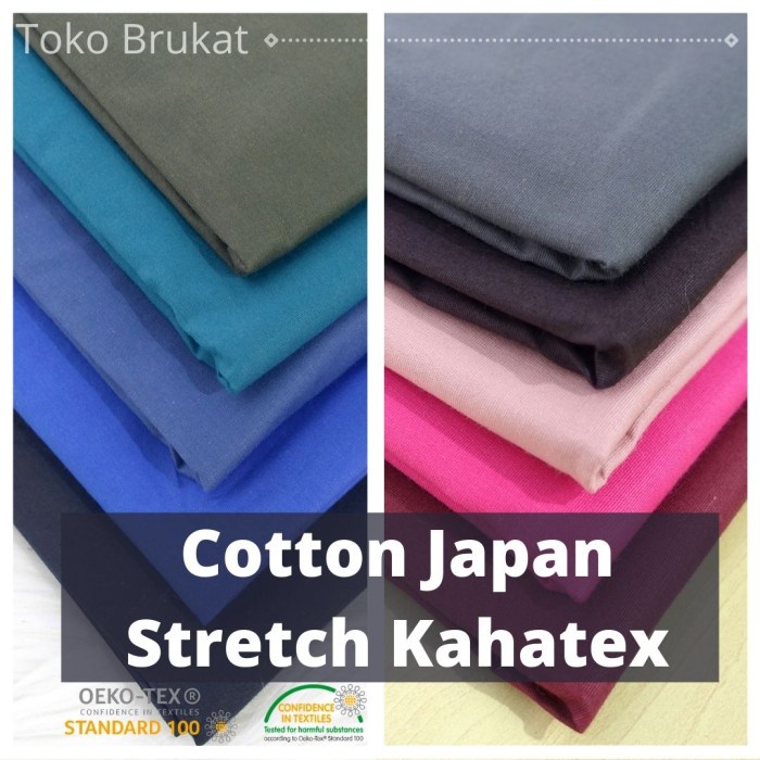 Kain Cotton Japan Stretch Spandex Kahatex Polos (Per 0,5 meter) - Army