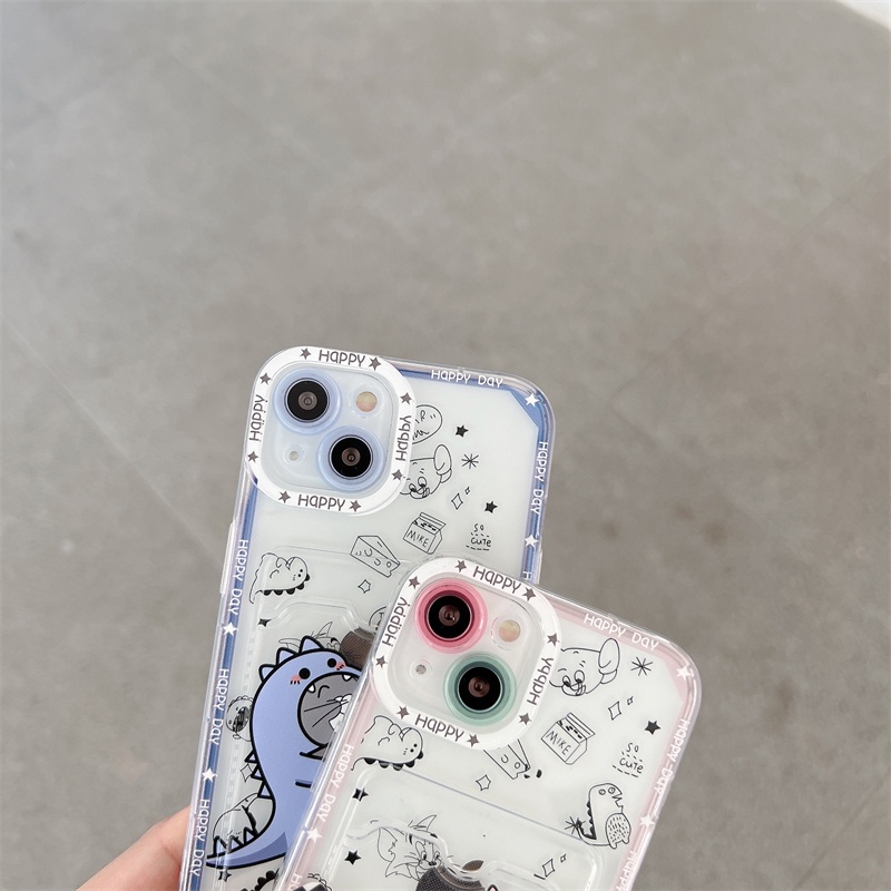 Soft Case Transparan Motif Dinosaurus / Kucing / Tikus Cover iPhone 11 12 Pro MAX X XR XS MAX 7 8 Plus