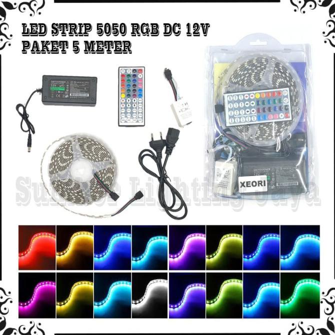 Promo agustus  PAKET 5 METER LED STRIP 5050 RGB DC 12V / LED STRIP 5050 RGB 5M DC 12V - LS 5050