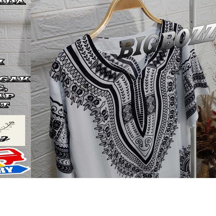 ✸ BIGBOZZ BAJU KATUN MOTIF UJE HITAM PUTIH PRIA DAN WANITA BAJU PANTAI / KAOS PANTAI / BAJU BARONG B
