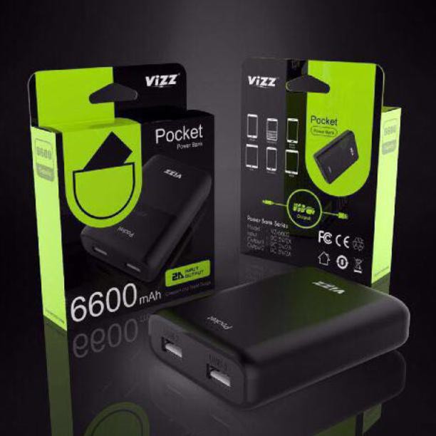 Powerbank VIZZ Pocket 6600mah Real kapasitas 2A / powerbank VIZZ 6600mah