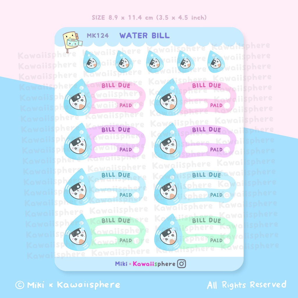 

Water Bill Due | Planner Journal Sticker Tagihan Air | Kawaiisphere